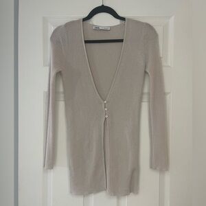 Zara Ribbed Deep V Sweater